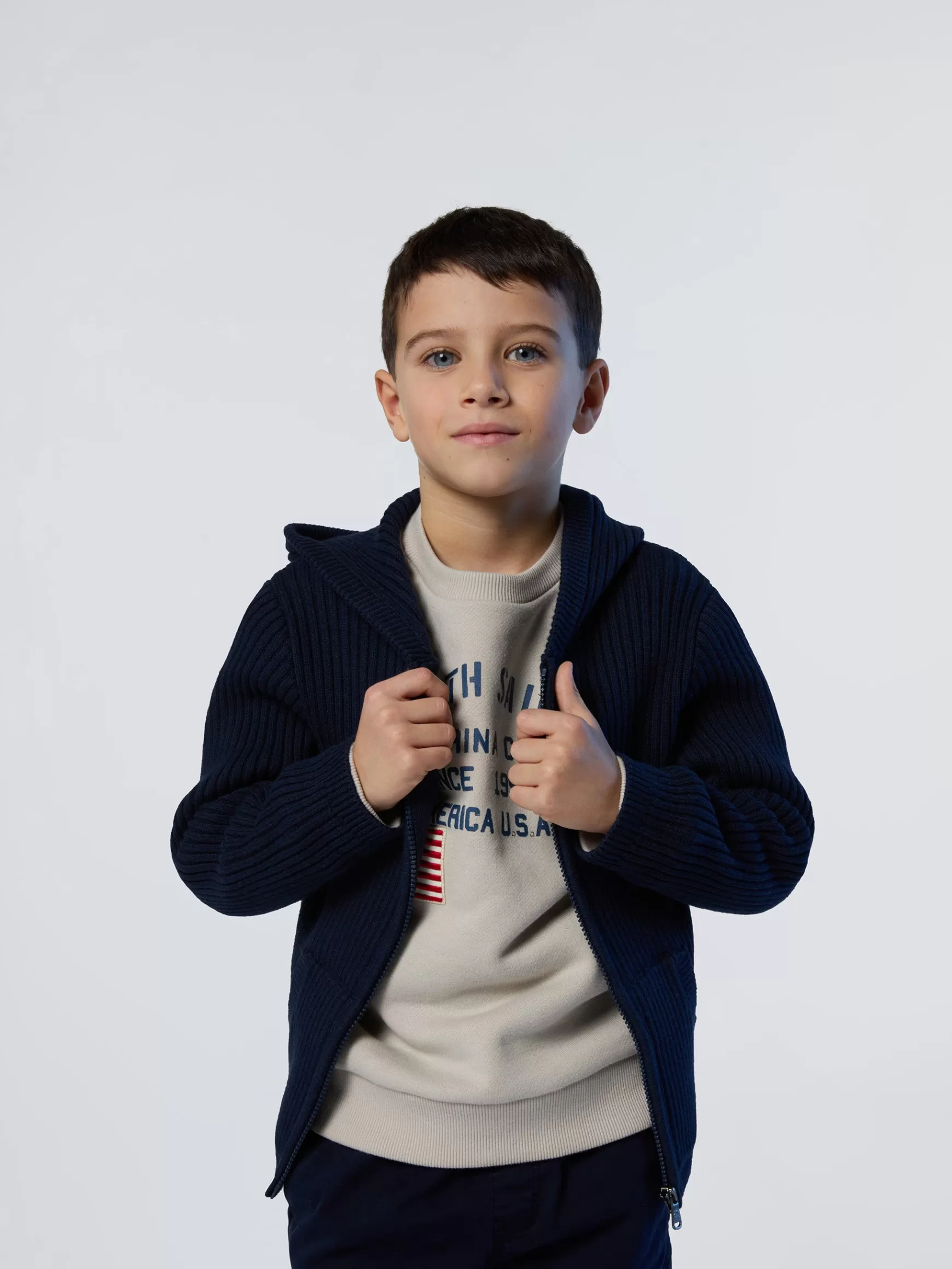North Sails Cardigan a coste con cappuccio> Maglioni E Cardigan