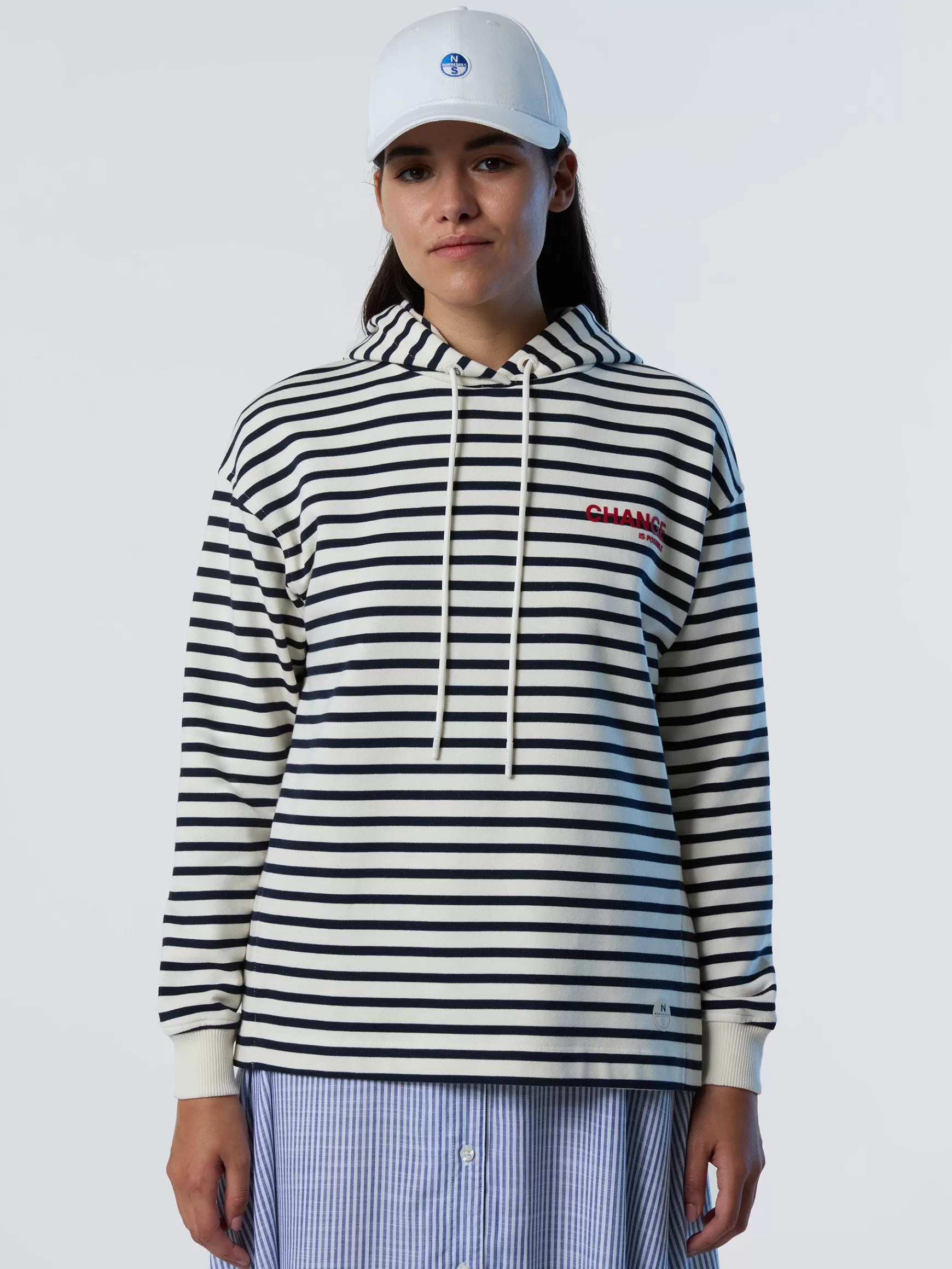 North Sails Felpa a righe con cappuccio>Donna Outlet | Felpe