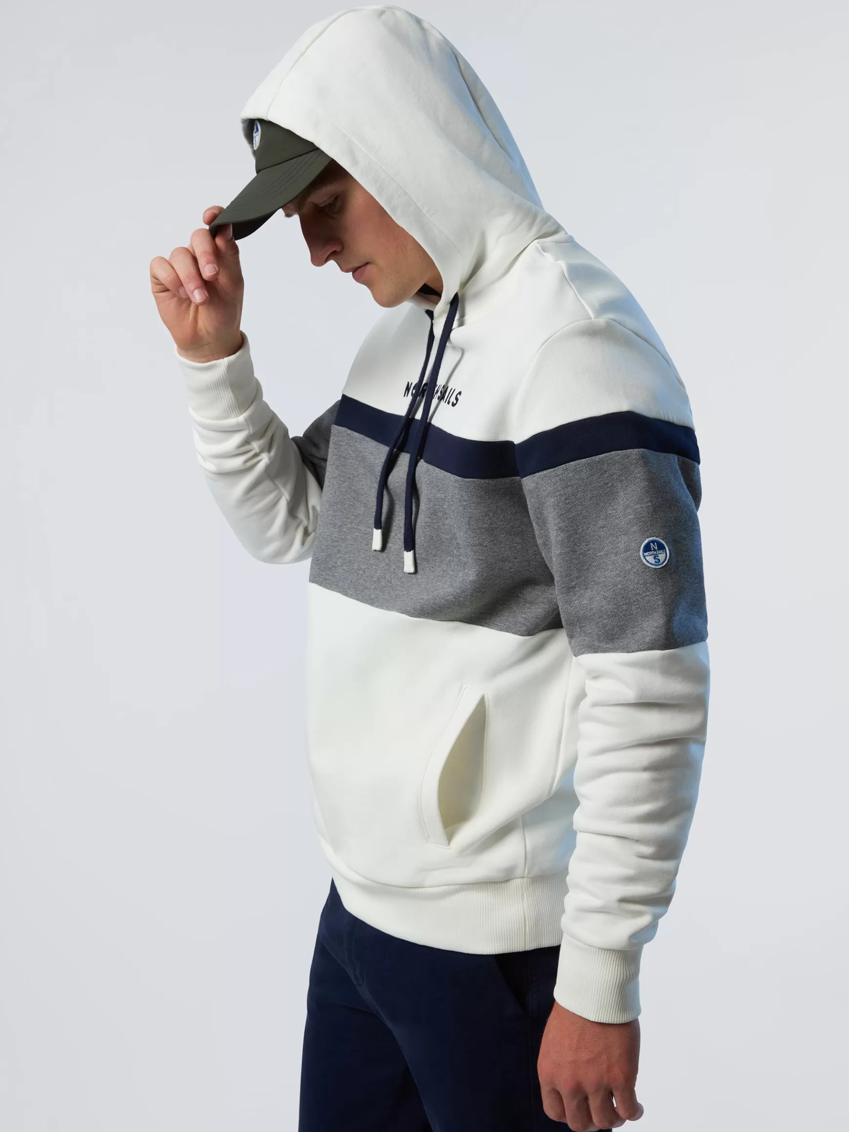 North Sails Felpa color block e cappuccio>Uomo Felpe