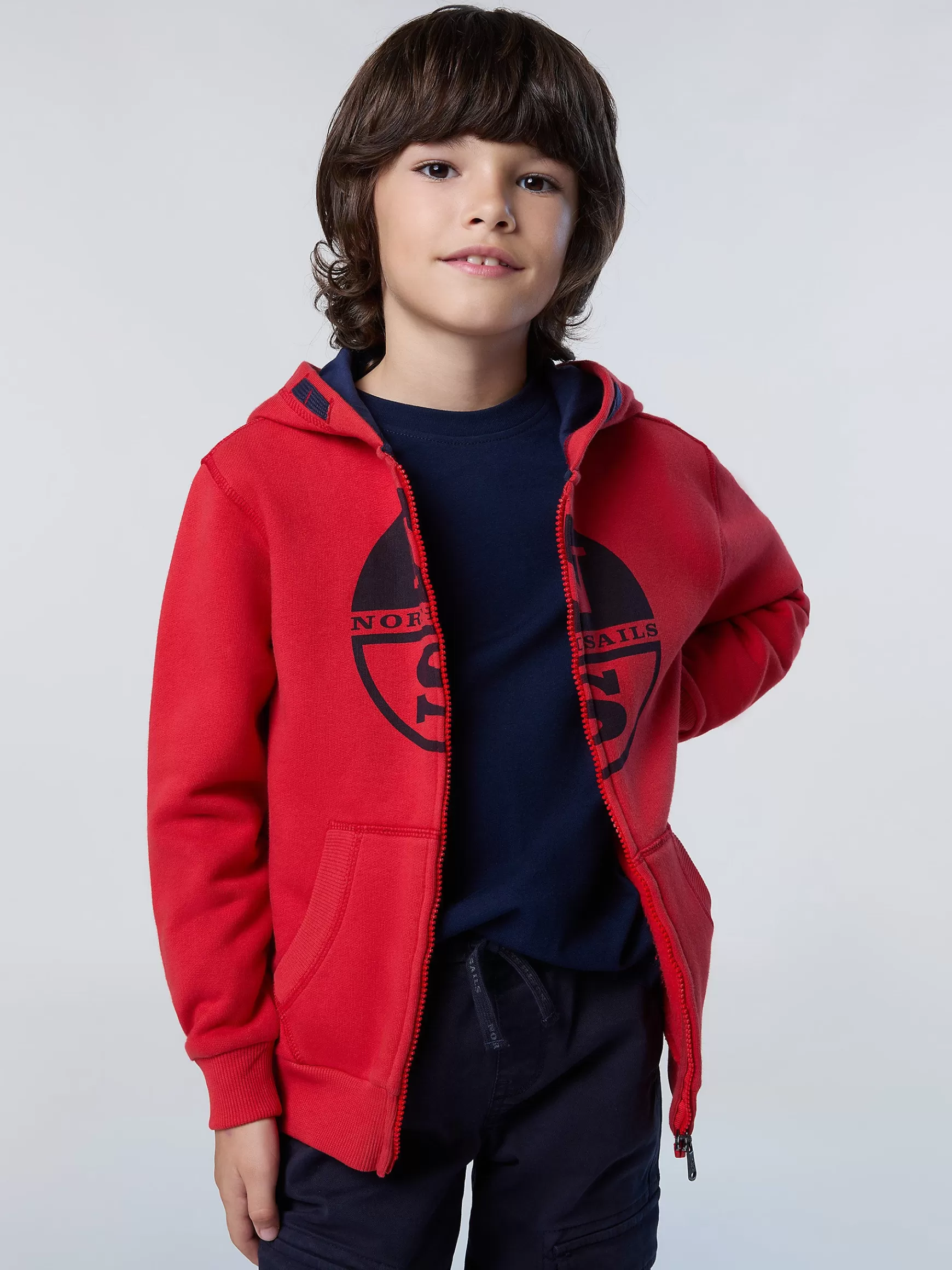 North Sails Felpa con zip e maxi stampa> Outlet