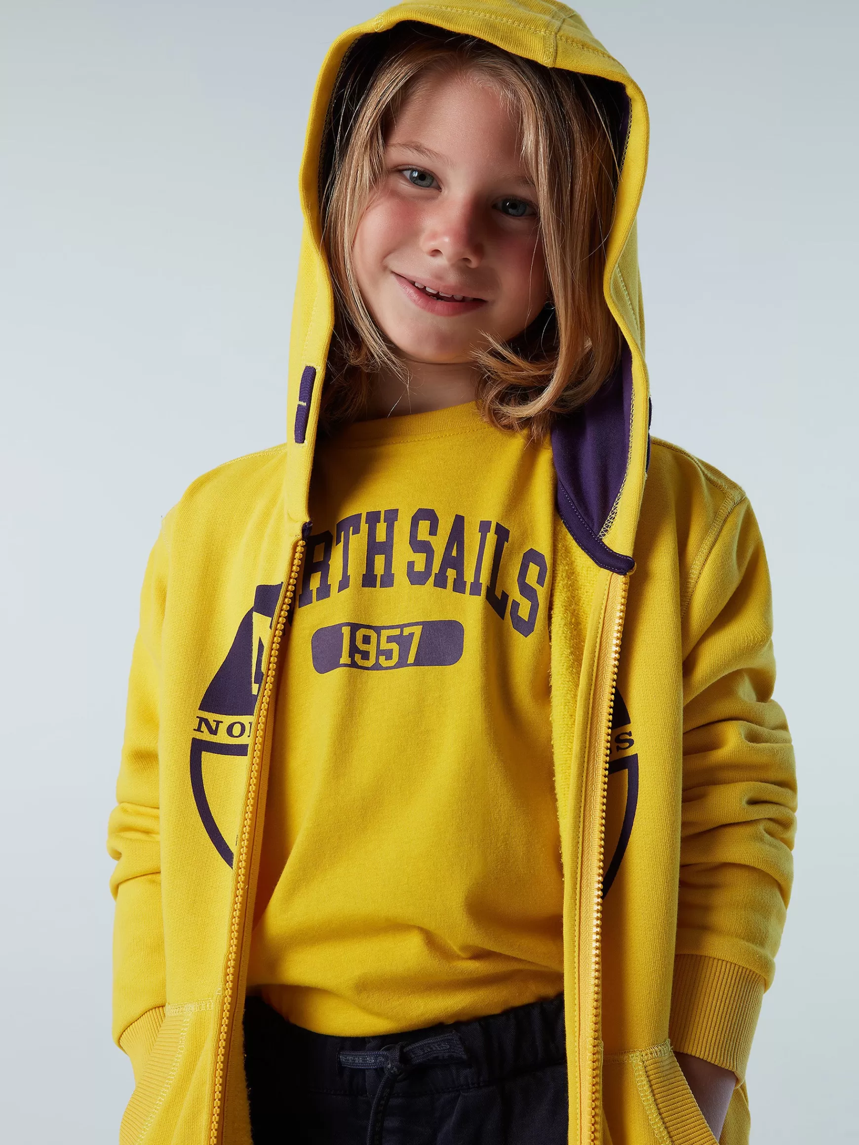 North Sails Felpa con zip e maxi stampa> Outlet
