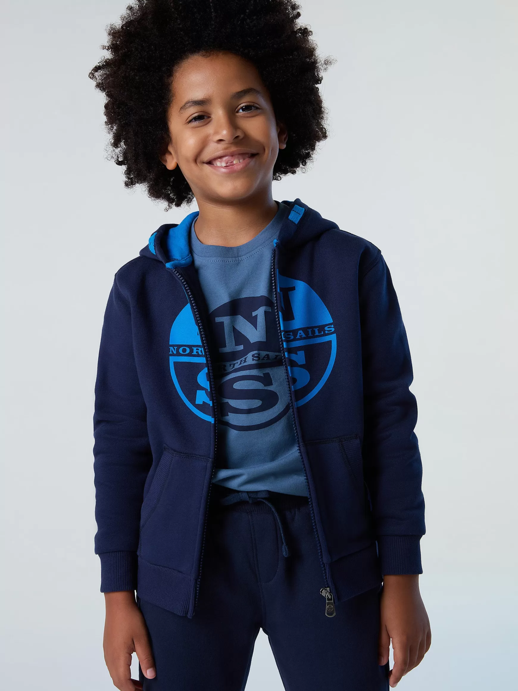 North Sails Felpa con zip e maxi stampa> Outlet