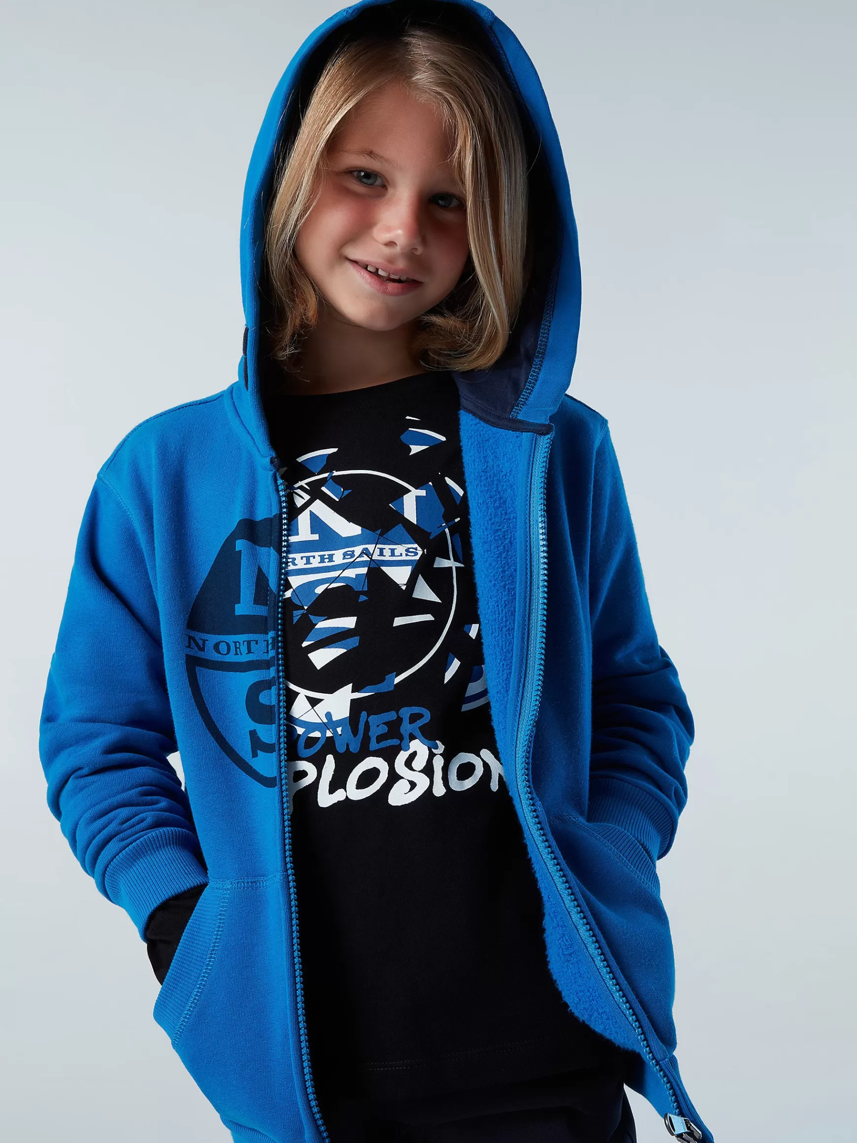 North Sails Felpa con zip e maxi stampa> Outlet