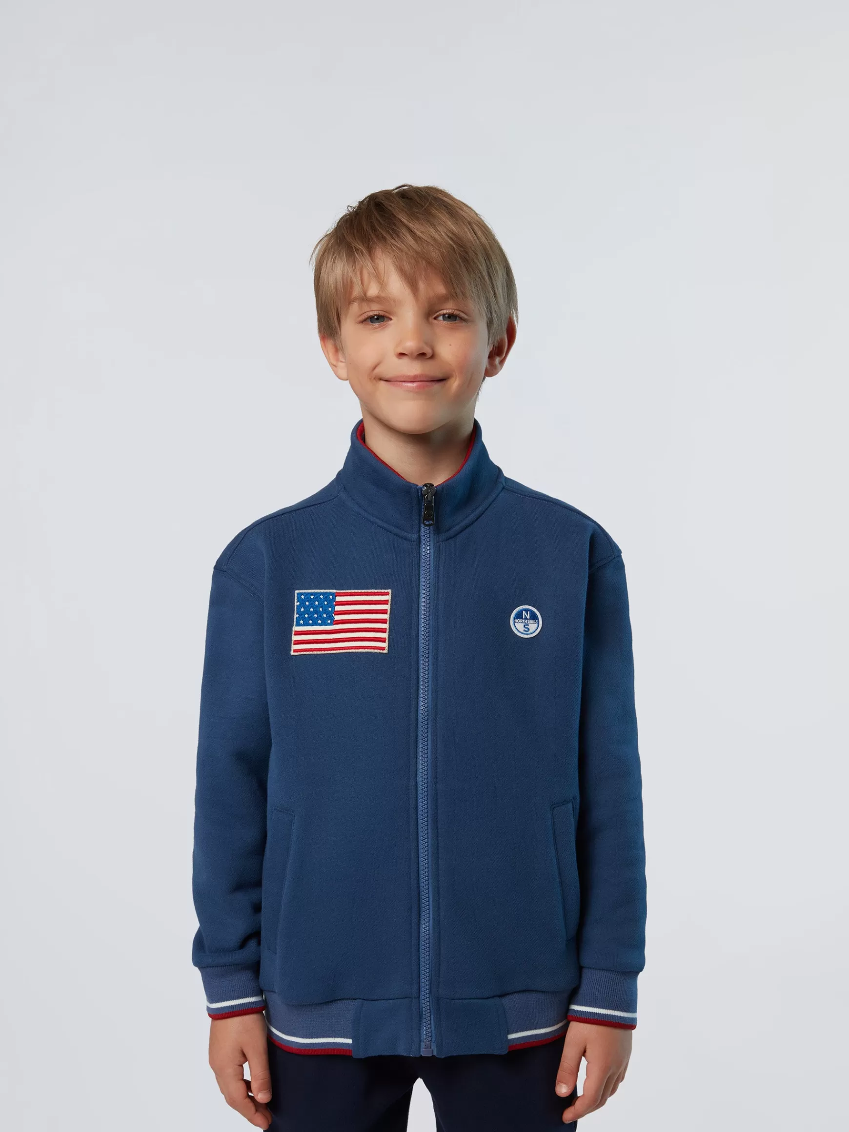 North Sails Felpa con zip e patch riciclate> Felpe