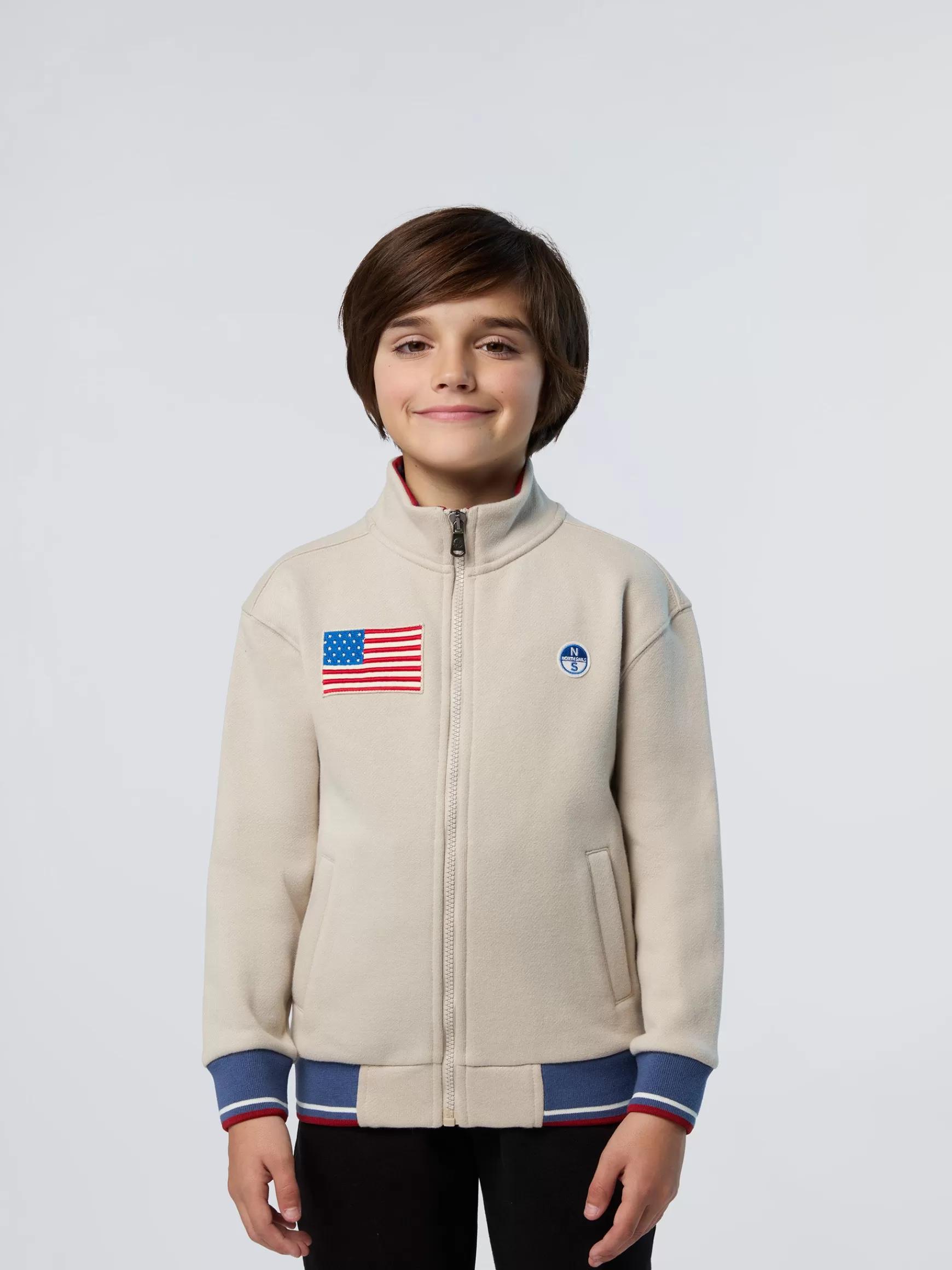 North Sails Felpa con zip e patch riciclate> Felpe