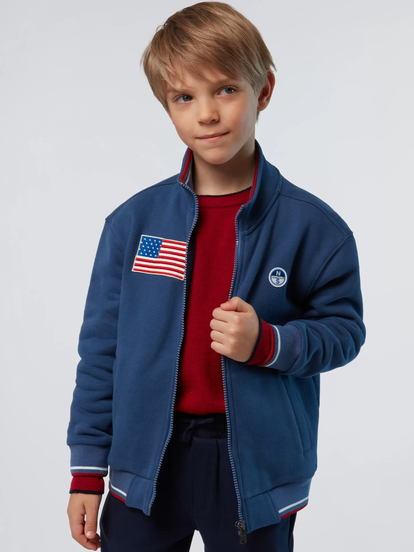 North Sails Felpa con zip e patch riciclate> Felpe