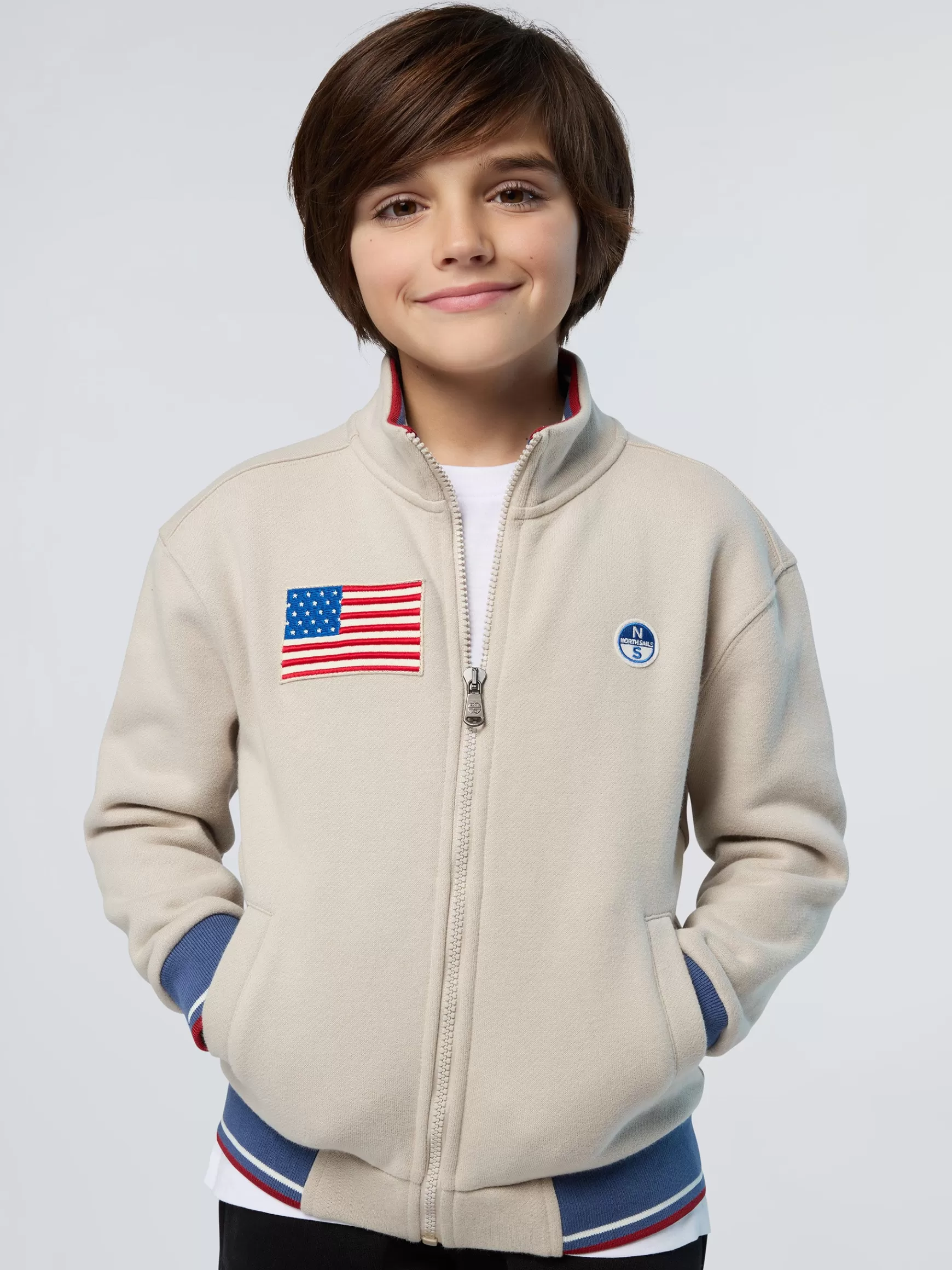 North Sails Felpa con zip e patch riciclate> Felpe