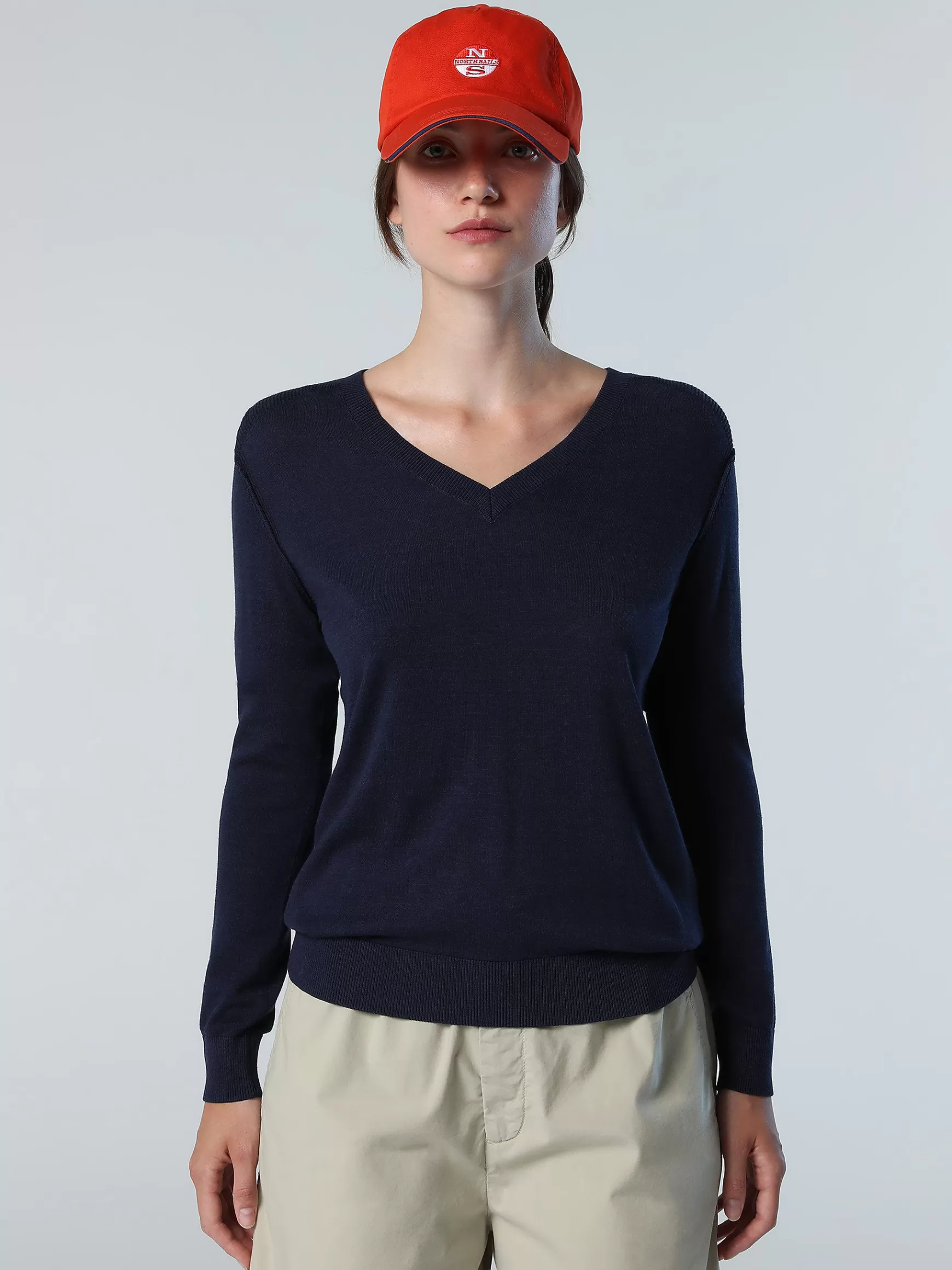 North Sails Maglia in aloe con collo a V>Donna Outlet