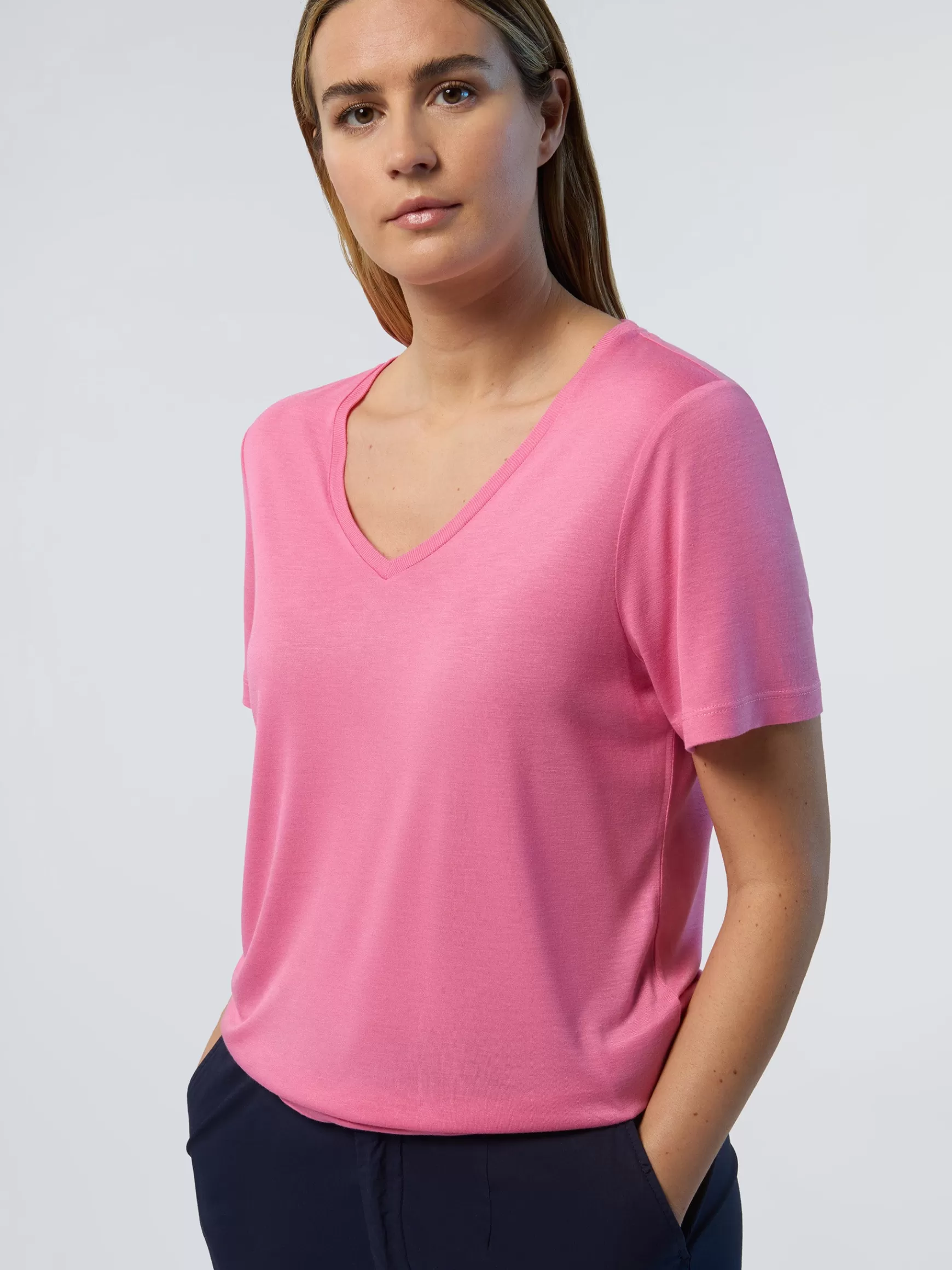 North Sails T-shirt con scollo a V>Donna Outlet | T-shirts