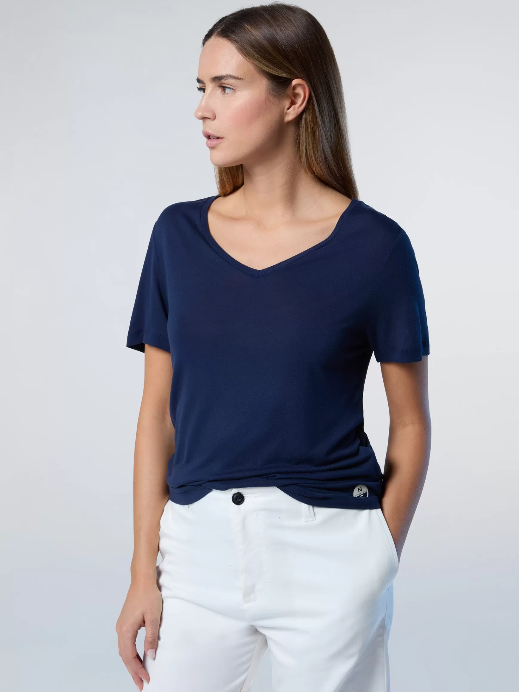 North Sails T-shirt con scollo a V>Donna Outlet | T-shirts